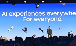 　「ＣＥＳ」に合わせて開かれた韓国サムスン電子の記者会見＝４日、米ラスベガス（共同）