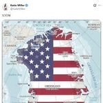 　ミラー米大統領次席補佐官の妻ケイティさんがＸ（旧ツイッター）に投稿した、グリーンランドの地図に星条旗を描いたイラスト