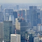 　東京都心部の高層ビル群（共同通信社ヘリから）