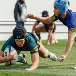 　東福岡-京都成章　前半、トライを決める東福岡・藤野＝花園