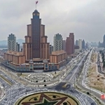 　平壌の和盛地区で建設中のニュータウン（朝鮮中央通信＝共同）