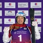 　男子デュアルモーグルで２位の堀島行真＝バルサンコム（共同）