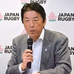 　記者会見する日本ラグビー協会の土田雅人会長＝１４日、東京都港区