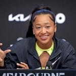 　全豪オープンテニスに向けて記者会見する大坂なおみ＝１６日、メルボルン（ゲッティ＝共同）