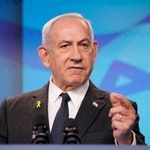 　米国との共同記者会見に出席するイスラエルのネタニヤフ首相＝２０２５年９月、エルサレム（ロイター＝共同）