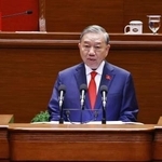 　２０日、ベトナムの首都ハノイで開かれた共産党大会で演説するトー・ラム共産党書記長（ＶＮＡ＝共同）