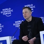 　２２日、ダボス会議に登壇したテスラのイーロン・マスク氏（ゲッティ＝共同）