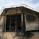 　２１日、イラン・テヘランで損傷した建物（ゲッティ＝共同）