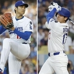 　投打「二刀流」でプレーしたドジャースの大谷翔平＝２０２５年６月、米ロサンゼルス（共同）