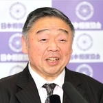 　日本相撲協会定年の６５歳を前に、記者会見する常盤山親方＝２４日、東京・両国国技館