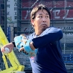 　練習を公開したロッテの益田＝ＺＯＺＯマリン