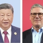 　中国の習近平国家主席、スターマー英首相（ゲッティ＝共同）