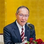 　社長就任が決まり、記者会見するキヤノンの小川一登副社長＝２９日午後、東京都内のホテル