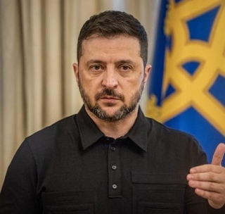 　ウクライナのゼレンスキー大統領（ゲッティ＝共同）