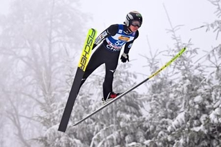 　ノルディックスキーＷ杯ジャンプの男子個人第２０戦に出場した二階堂蓮＝１日、ビリンゲン（ＡＰ＝共同）