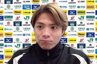 　オンラインで取材に応じる柔道男子６６キロ級の阿部一二三＝１８日