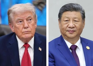 　トランプ米大統領（ＡＰ＝共同）と中国の習近平国家主席（タス＝共同）