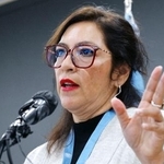 　北朝鮮の人権問題を巡り、記者会見する国連のサルモン特別報告者＝６日、韓国・ソウル（共同）