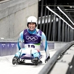 　男子１人乗り３回戦を終えた小林誠也＝コルティナダンペッツォ（共同）