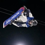 　男子ハーフパイプの公式練習で調整する山田琉聖＝リビーニョ（共同）