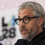 　昨年６月、記者会見する２０２８年ロサンゼルス五輪大会組織委のワッサーマン会長＝米ロサンゼルス（ロイター＝共同）