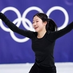 　公式練習で調整する中井亜美＝ミラノ（共同）