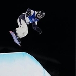 　男子ハーフパイプ決勝　１回目に臨む山田琉聖＝リビーニョ（共同）