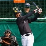 　打撃練習するソフトバンク・今宮＝宮崎