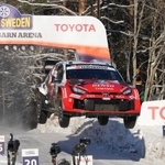 　第２戦で２位となったトヨタの勝田貴元＝１５日、スウェーデン（ＡＰ＝共同）