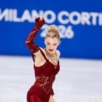 　ミラノ・コルティナ冬季五輪のフィギュアスケート女子ＳＰで演技するアンバー・グレン＝１７日、ミラノ（共同）