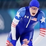 　男子１５００メートル　レースを終えたジョーダン・ストルツ。銀メダルを獲得した＝ミラノ（共同）