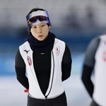 　練習に臨むスピードスケート女子の高木美帆＝１９日、イタリア・ミラノ（共同）