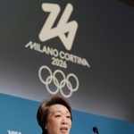 　記者会見するＪＯＣの橋本聖子会長＝２２日、イタリア・ミラノ（共同）