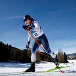 　女子５０キロクラシカルで力走する土屋正恵。２３位だった＝テーゼロ（共同）