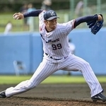 　６回から登板し、３回１失点のヤクルト・青柳＝ＡＮＡ浦添
