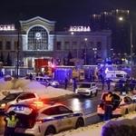 　ロシアの首都モスクワで、爆発があった現場＝２４日（タス＝共同）