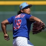 　パドレス戦に登板したカブスの今永＝２４日、米アリゾナ州メサ（Ｉｍａｇｎ　Ｉｍａｇｅｓ提供、ロイター＝共同）