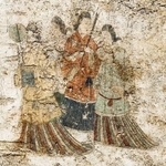　高松塚古墳壁画の西壁女子群像＝２０１９年１２月（文化庁提供）