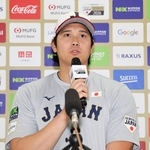 　記者会見する大谷＝バンテリンドーム（代表撮影）