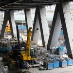 　日本一の高さとなる予定の高層ビル「トーチタワー」の低層構造部＝２７日午後、東京都千代田区