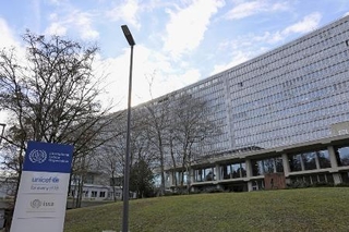 　国際労働機関（ＩＬＯ）本部が入る建物＝２０２４年１月２５日、スイス・ジュネーブ（共同）