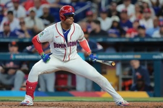 　オランダ戦に臨むドミニカ共和国のソト＝８日、マイアミ（ロイター＝共同）