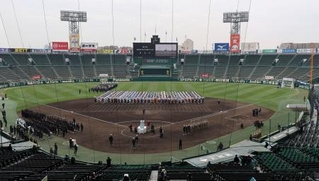 　第９８回選抜高校野球大会の開会式リハーサル＝甲子園