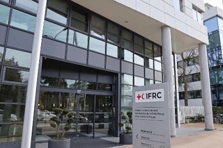 　国際赤十字・赤新月社連盟（ＩＦＲＣ）本部＝２０２４年２月１２日、スイス・ジュネーブ