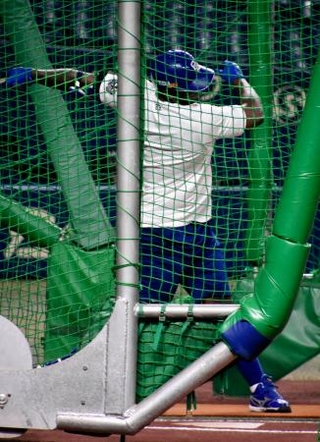 　打撃練習をする中日・サノー＝バンテリンドーム