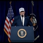 　イランに対する大規模軍事作戦について発言するトランプ米大統領＝２８日（トランプ氏のソーシャルメディアの投稿画面から、ゲッティ＝共同）