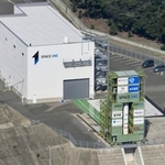 　小型ロケット「カイロス」３号機の打ち上げが中止となった「スペースポート紀伊」＝１日午前１０時４４分、和歌山県串本町（共同通信社ヘリから）