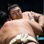 　二所ノ関一門の連合稽古で、汗を流す大の里＝大阪市北区のグランフロント大阪