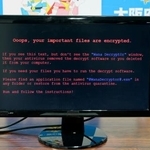 　大阪府警が公開した、ランサムウエアに感染したかのように誤信させた画面表示