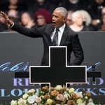 　米公民権運動指導者ジェシー・ジャクソン師の葬儀で、追悼演説するオバマ元大統領＝６日、シカゴ（ＡＰ＝共同）